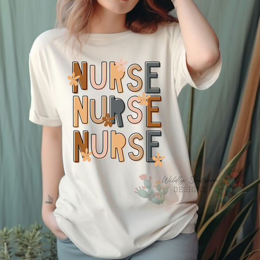 Stacked Boho Nurse | Graphic Tee