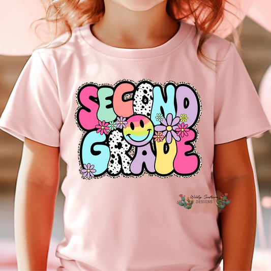 School Grade Groovy Letters (PK-4) | Graphic Tee