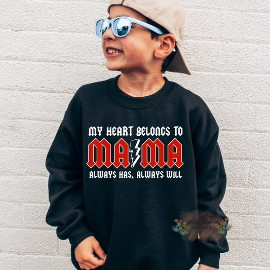 My Heart Belongs To Mama  | Youth Graphic Sweatshirt/Tee