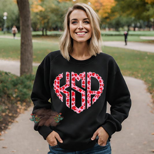 Valentine Heart Monogram | Graphic Sweatshirt/Tee