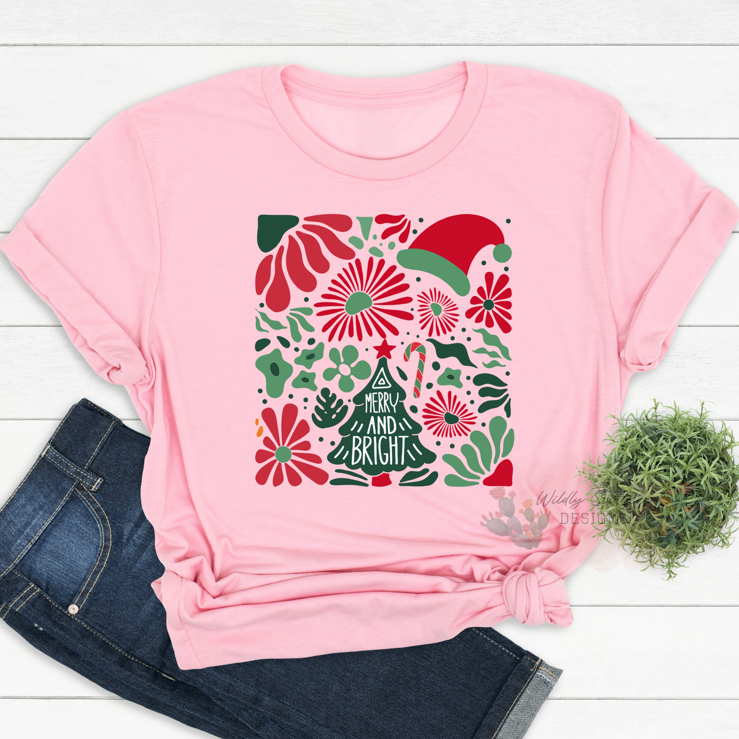 Retro Floral Merry & Bright | Graphic Tee/Sweatshirt