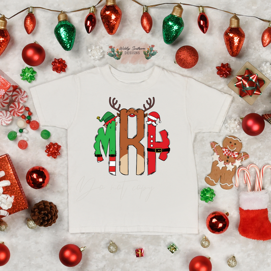 Custom Christmas Monogram - Youth Graphic Tee